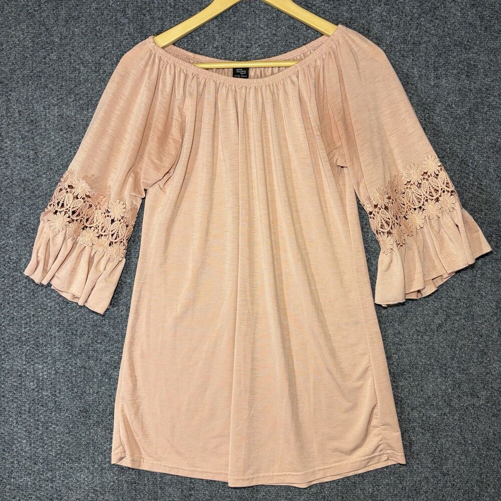 Tunic top Ruffle Sleeve By Win Win Size S-M pink Summer Cute Off The Shoulder